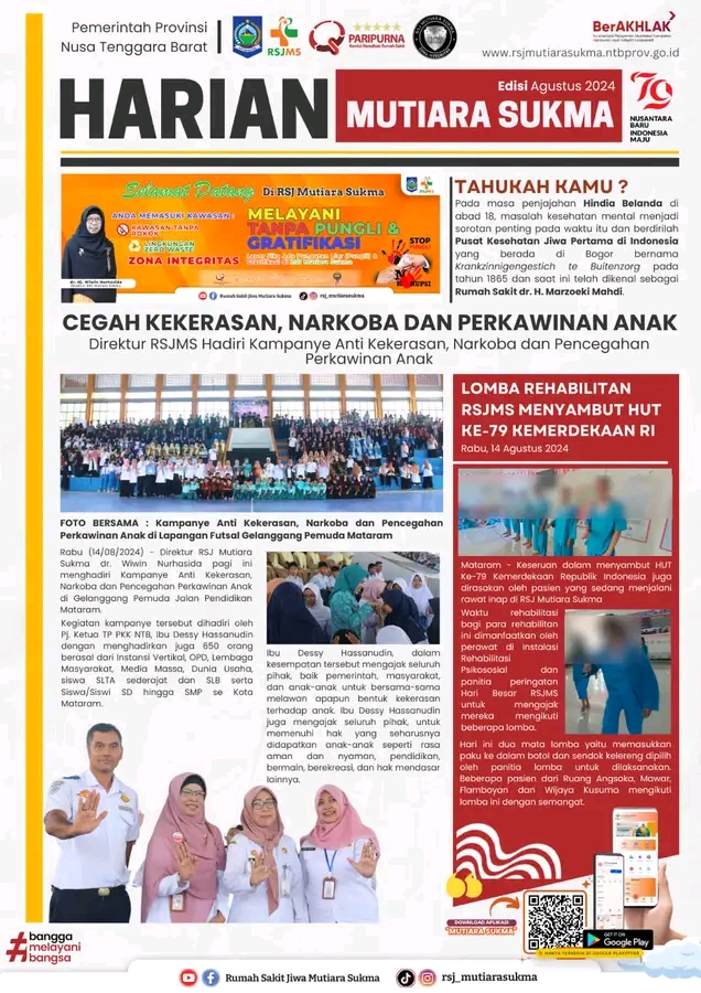 DIREKTUR RSJMS HADIRI KAMPANYE ANTI KEKERASAN, NARKOBA DAN PENCEGAHAN PERKAWINAN ANAK